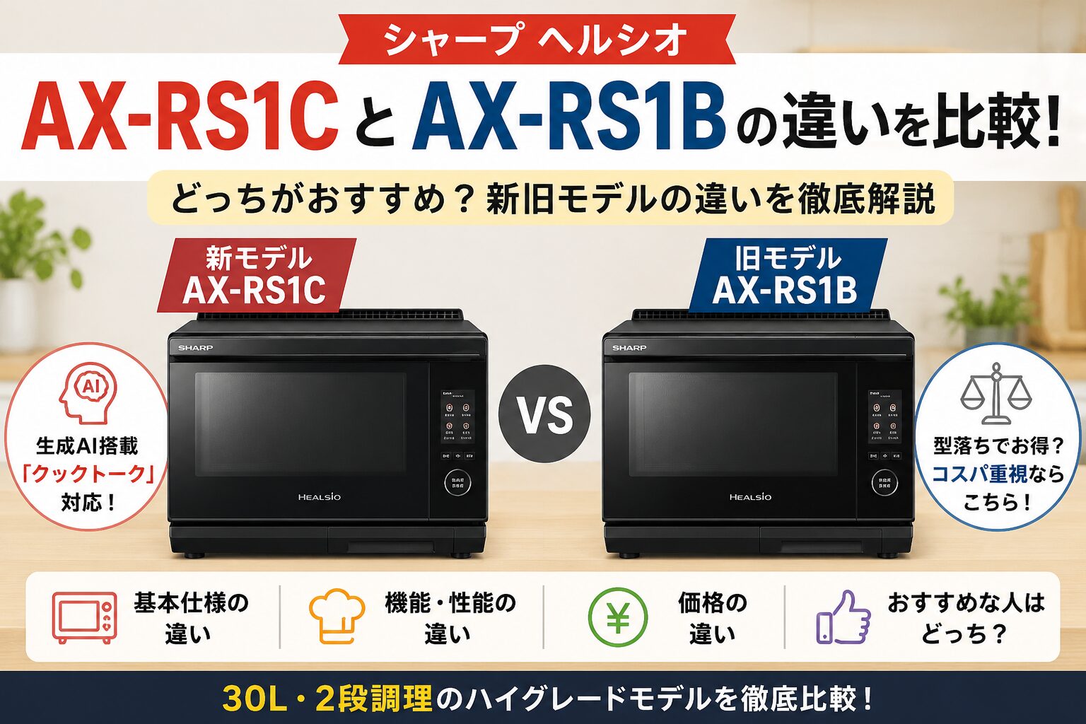 AX-RS1CとAX-RS1Bの違いを比較！どっちがおすすめ？シャープヘルシオ 